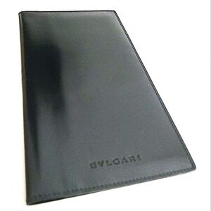 Authentic BVLGARI Bifold Unisex Black Long Wallet‎ Clutch Card Holder Leather